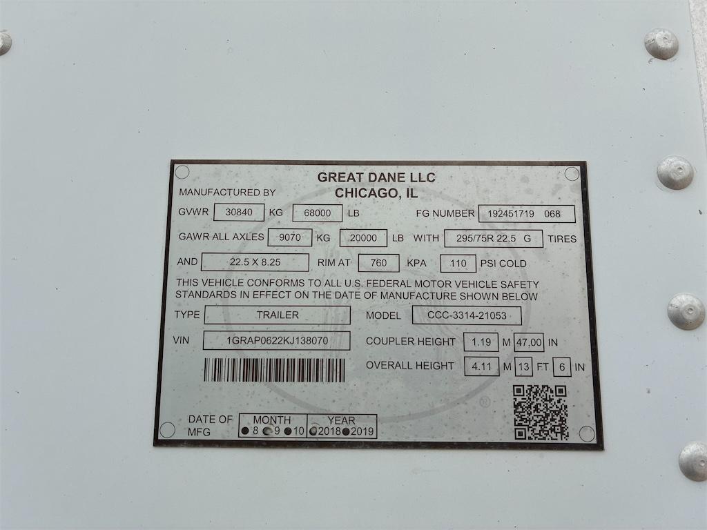 2019 GREAT DANE VAN ENCLOSED TRAILER 244465