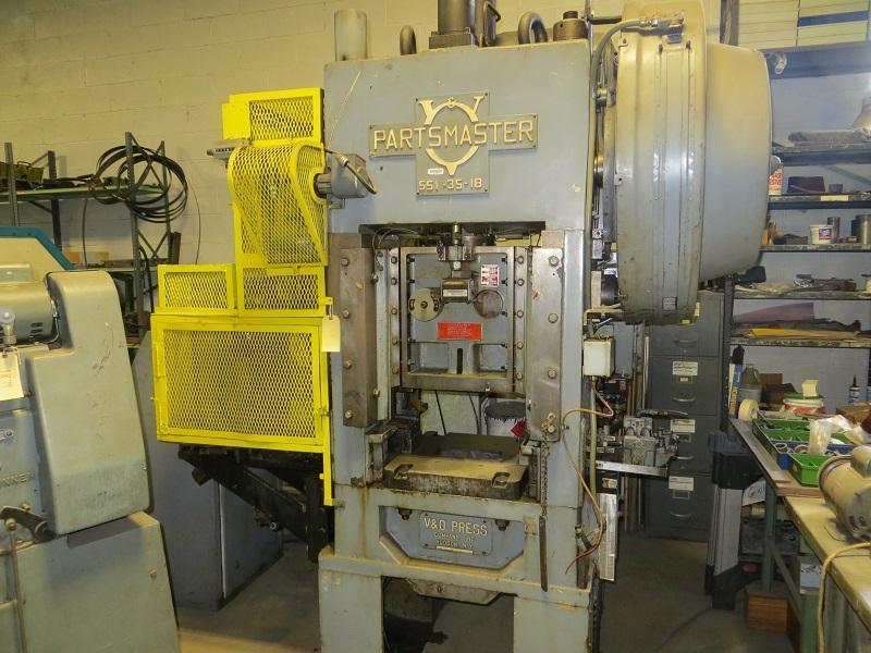 35 Ton Used V&O Straight Side Press - Air Clutch Model SS1-35-18