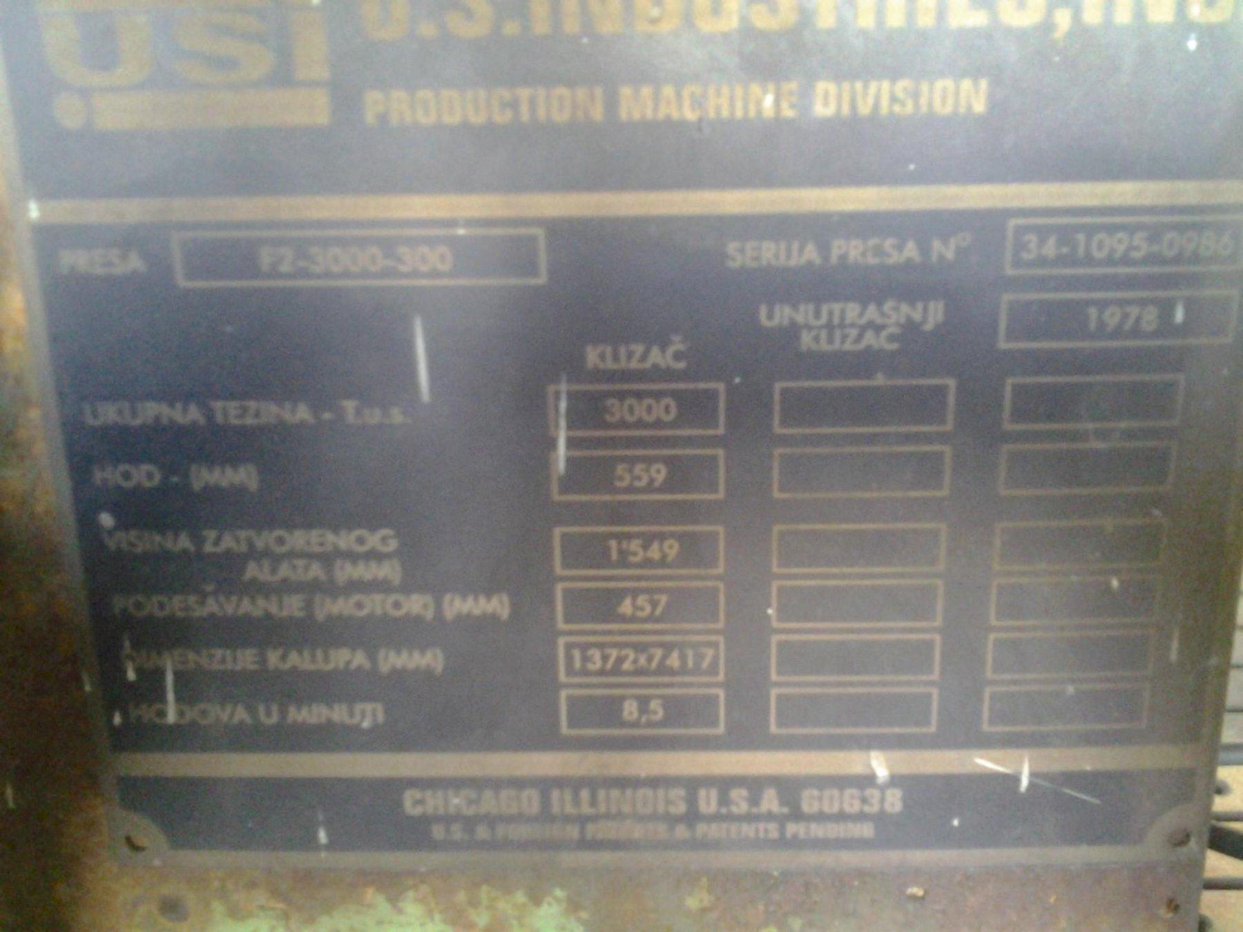 3000 Ton Innocenti  F2-3000-300 Mechanical Chassis Press