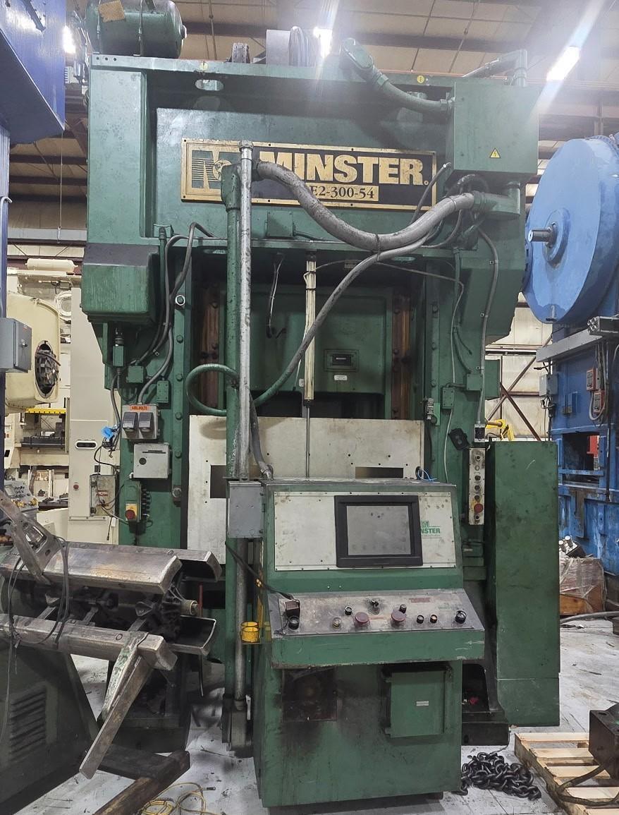 Minster Highspeed 300-ton Capacity Model E2-300-54-40 Straight Side Mechanical Stamping Press For Sale, Year 2000
