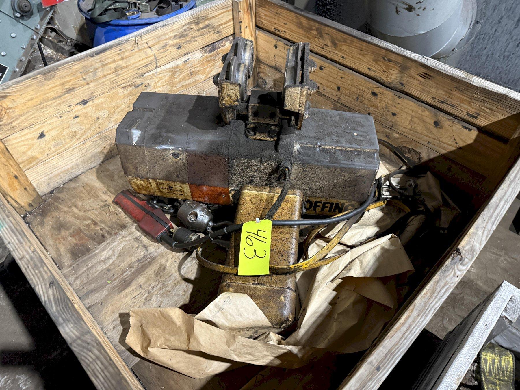 2 TON COFFING ELECTRIC CHAIN HOIST WITH TROLLEY: STOCK #24474