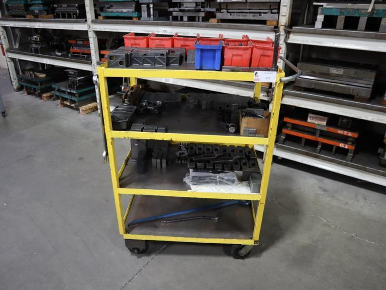 Die Clamping Hardware for PResses, Step Clamps on Steel Cart- Auction Item