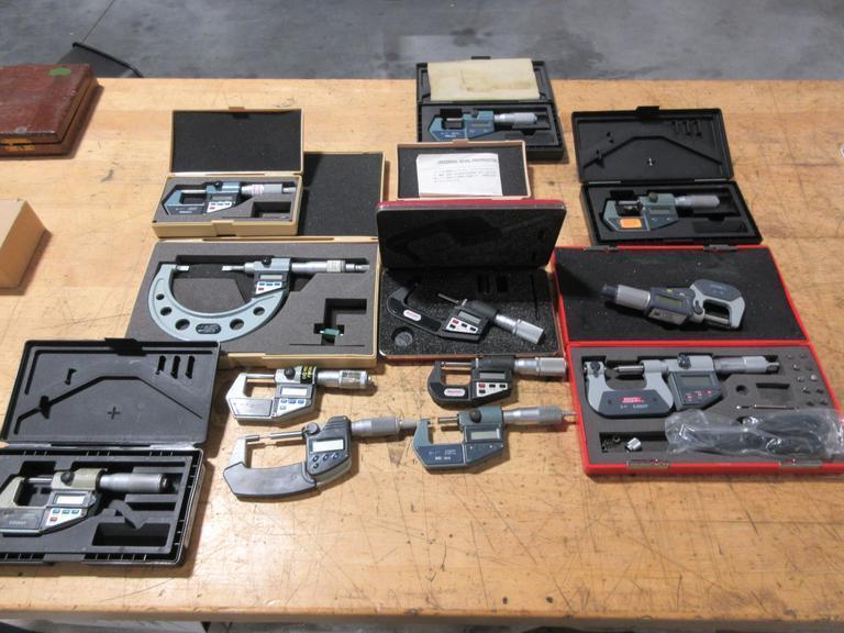 Digital Micrometers 0-1" & 1-2" Travel Ranges, Various Brands, Mitutoyo, Starrett, SPI and Others- Auction Item