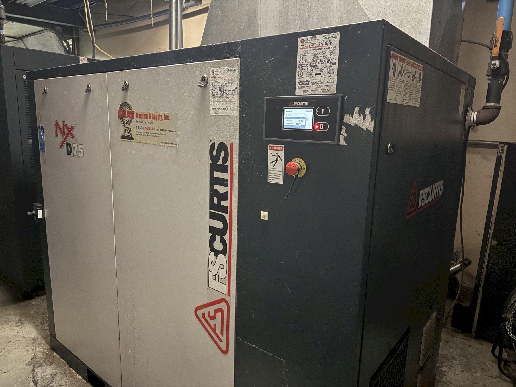 100 HP CURTIS ROTARY SCREW AIR COMPRESSOR 125 PSIG
