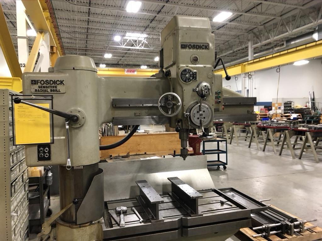 4' X 12" FOSDICK RADIAL DRILL WITH ELEVATING TABLE