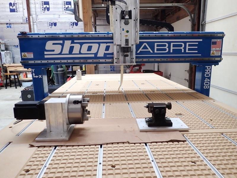 5′ x 8′ ShopSabre Pro 408 CNC Router, 2019 – 4th Axis Rotary, OptLaser, Vac Table, Low Hours