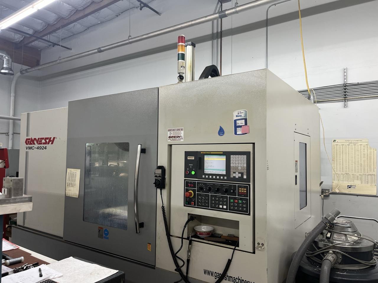 Ganesh VMC-4924 Vertical Machining Center, 2011 – 10K Spindle, 4th Axis Ready, Fanuc Oi Control