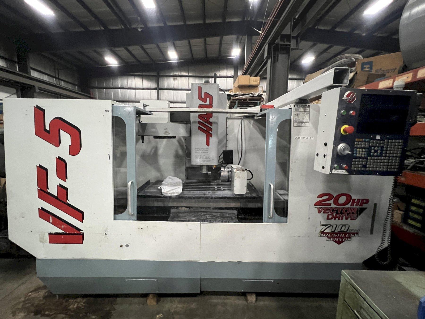 HAAS VERTICAL MACHINING CENTER, MODEL VF-5, HAAS HRT-210 ROTARY INDEXING TABLE, 1998