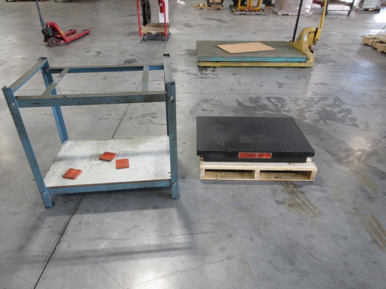 Brown & Sharpe Black Granite Surface Plate, 2 Lip, with Metal Stand, 36" x 24" x 4"- Auction Item