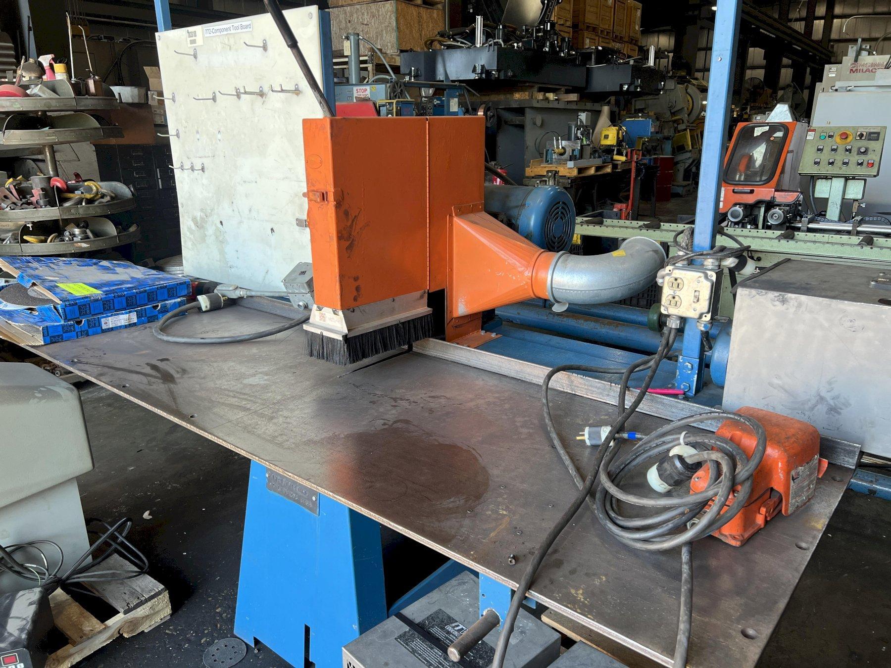 16" KALAMAZOO ABRASIVE SAW, 8' TABLE LENGTH, 10 HP, DE-BURRER
