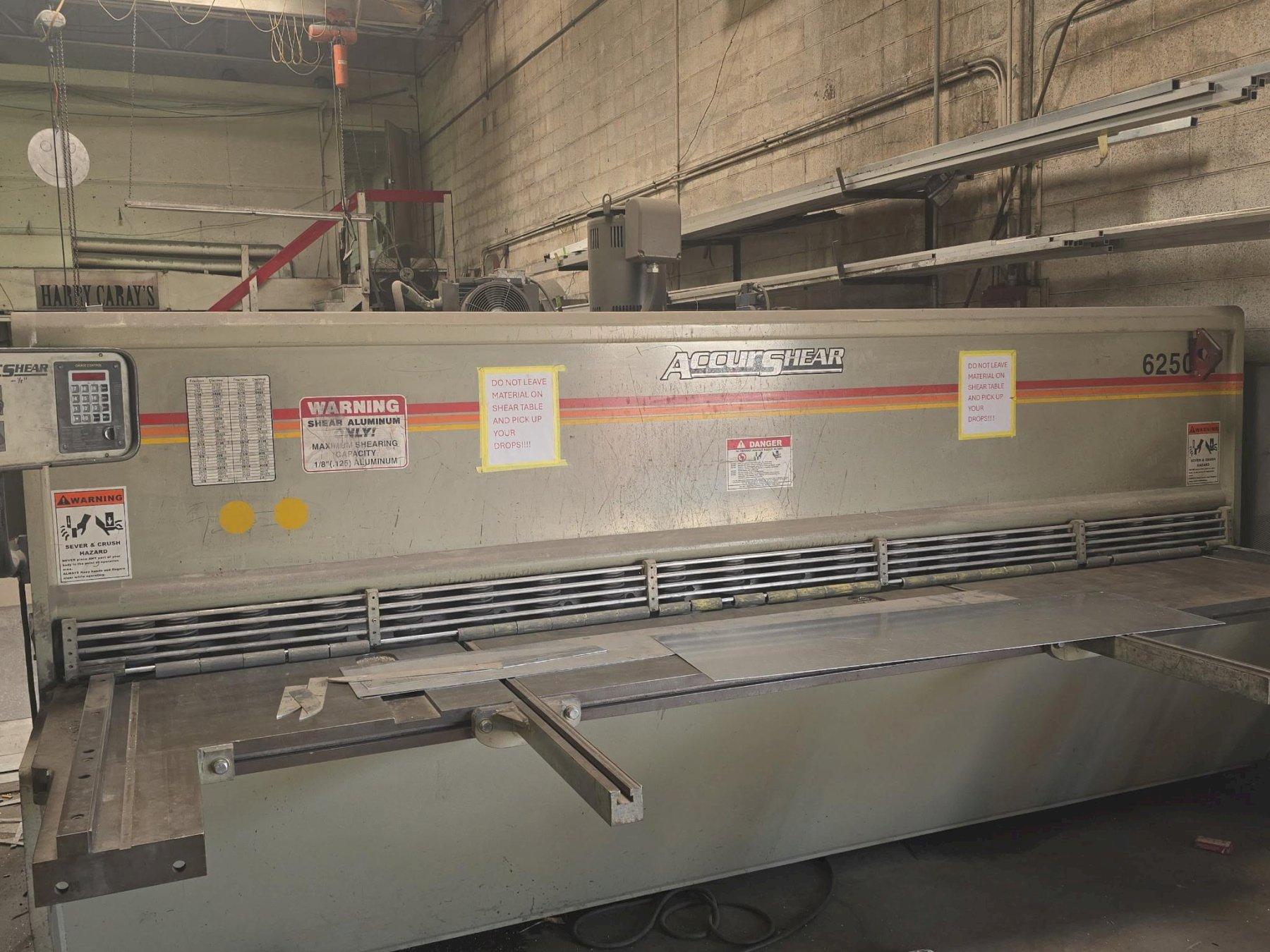 1/4" X 12' ACCURSHEAR 625012 HYDRAULIC POWER SWARING SHEAR W/ PROGRAMMABLE BACK GAUGE