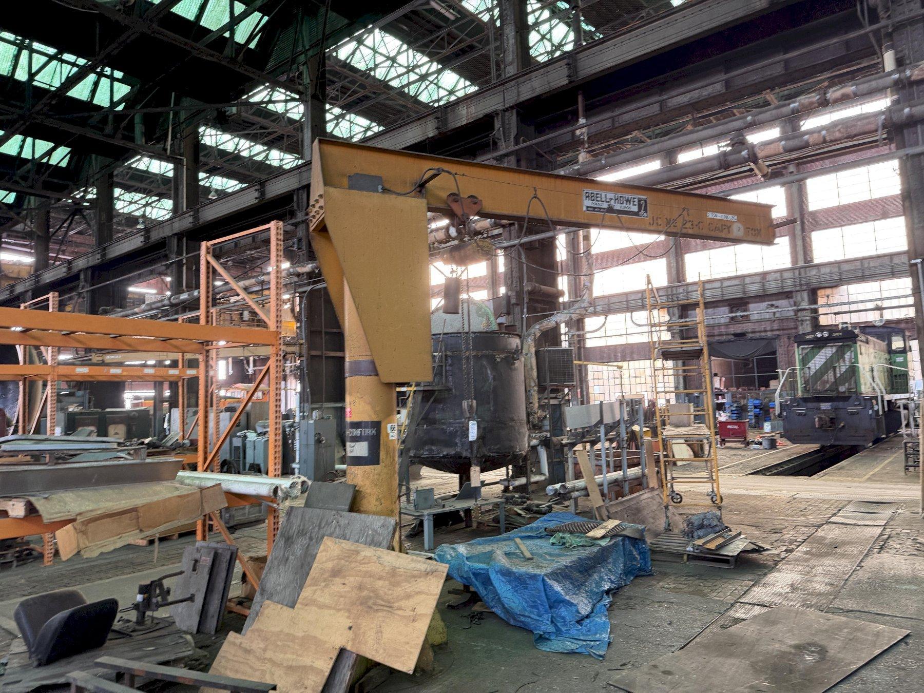 2 TON X 12' ABELL-HOWE JIB CRANE WITH YALE HOIST. STOCK # 0877126