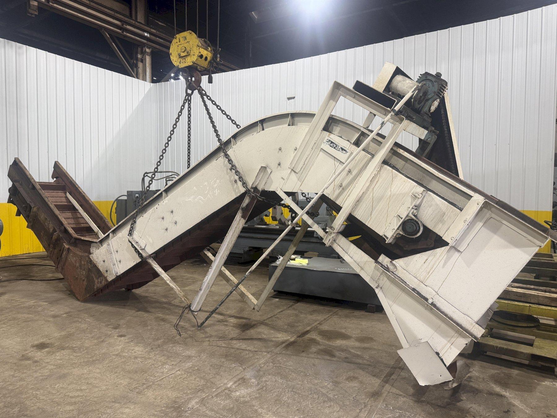 20' LONG X 22" WIDE MARFRAN POWERED METAL BELT INCLINED CHIP or PARTS CONVEYOR: YOBRO #25368