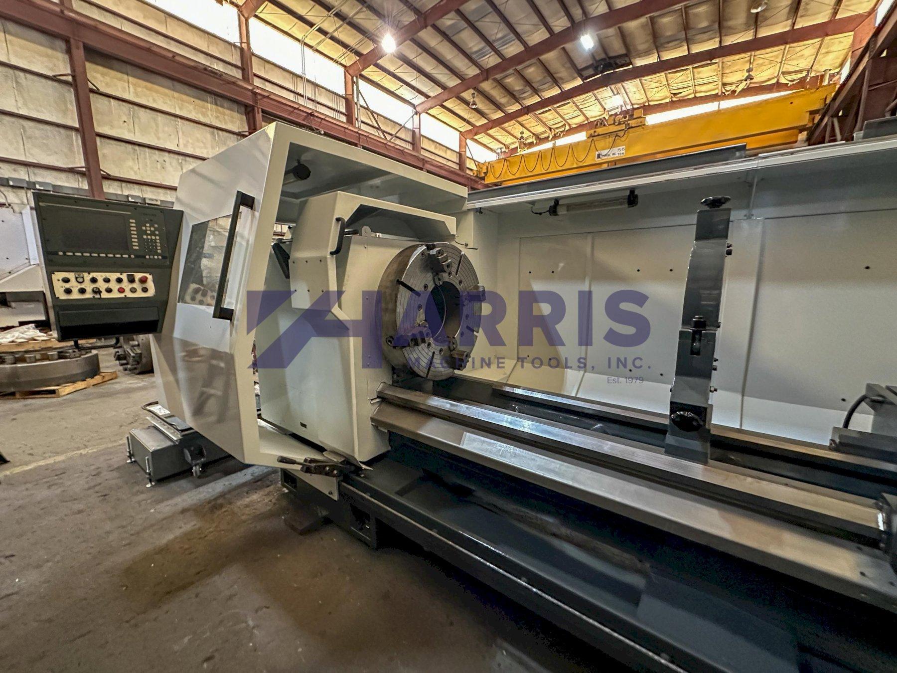 WEILER #E90, 14" BORE, OIL COUNTRY HOLLOW SPINDLE CNC LATHE, 120" CENTERS, 2007, MINT CONDITION