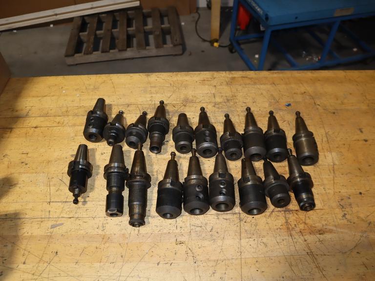 LARGE Assortment Of BT40 Toolholders; Ridged Endmill, Shell Mill, Collet - Auction Item