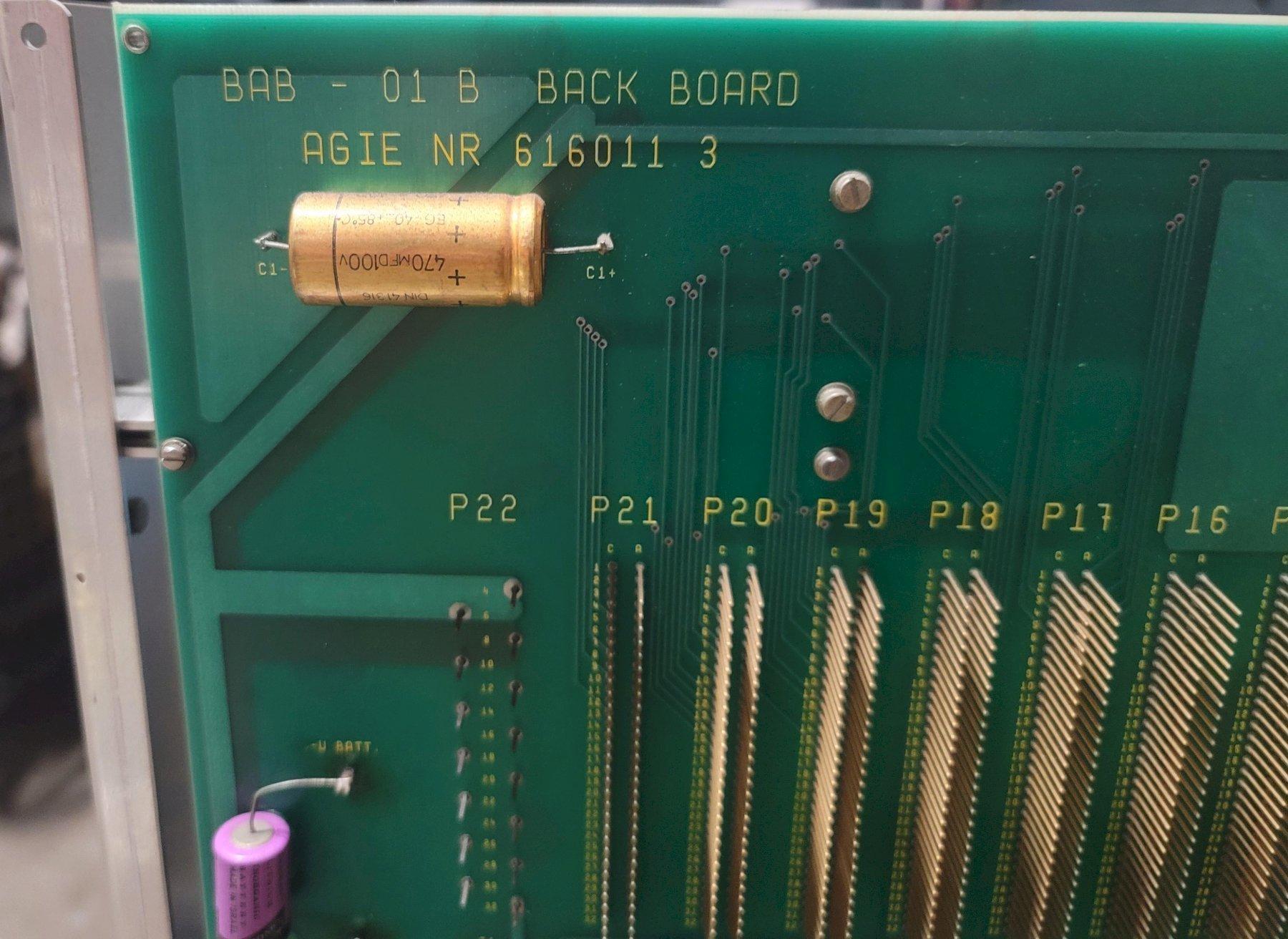 AGIE NR 616011 3 BACK BOARD BAB-01 B WITH TERMINAL SIGNAL BLOCK BOARDS STB-01 A