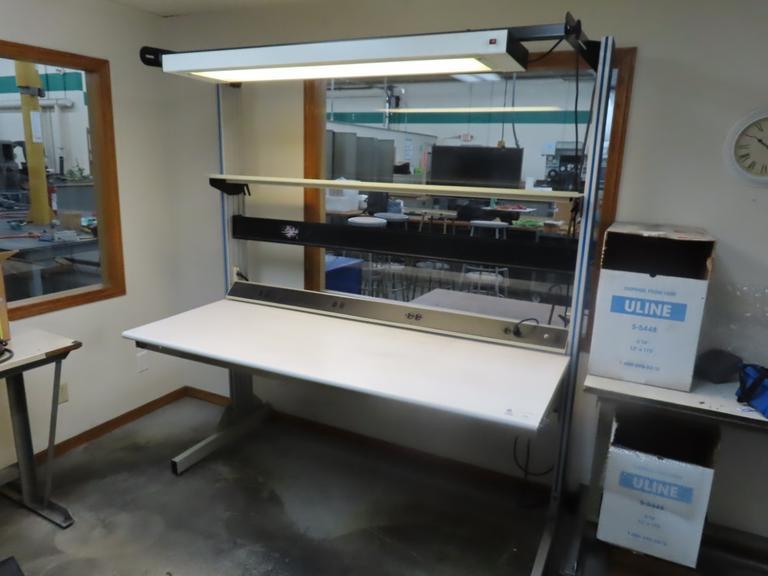 Adjustable Work Bench and Light w Power Strip- Auction Item