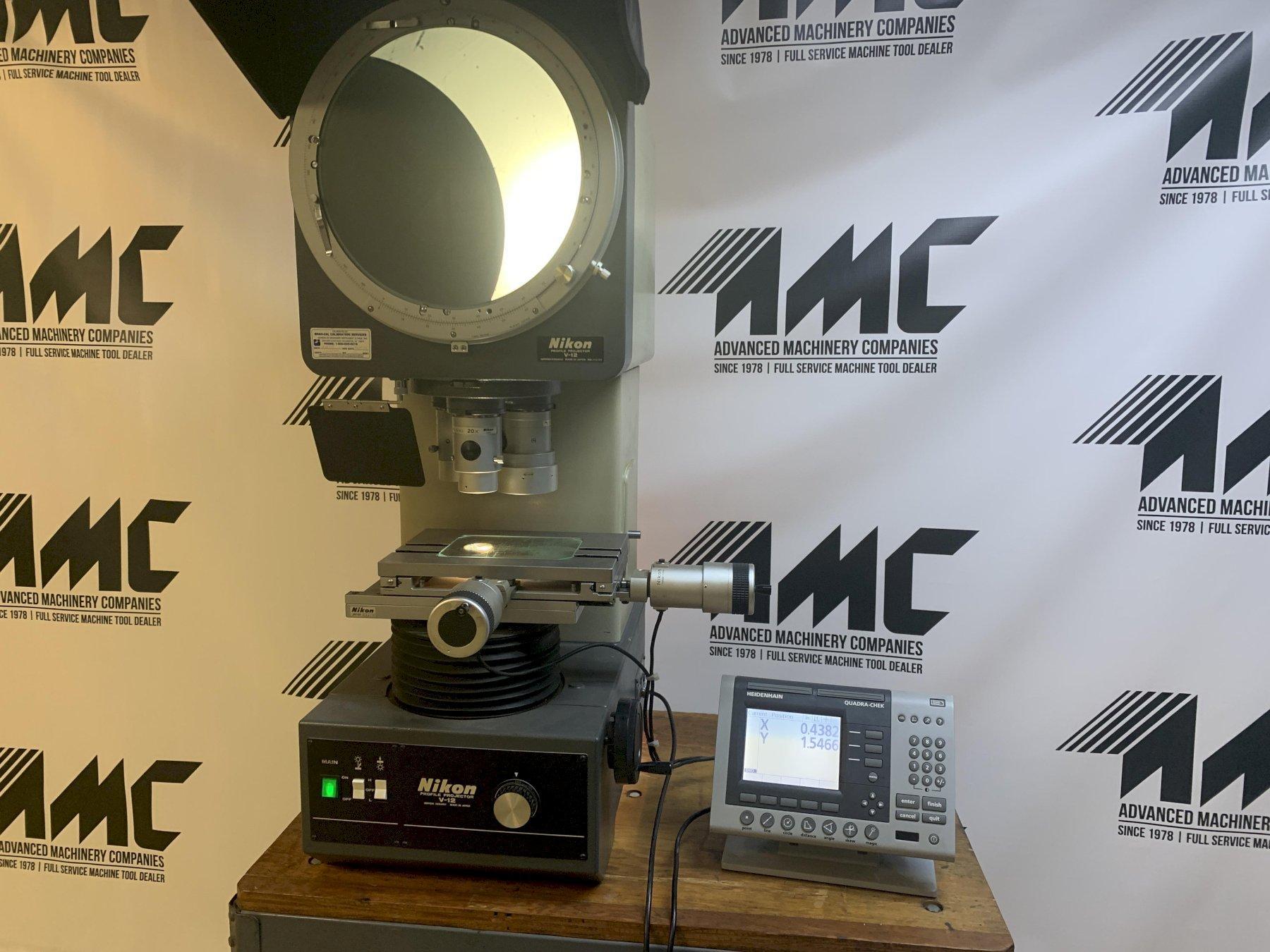 12" NIKON #V12 Bench Top Vertical Beam Profile Projector / Optical Comparator, s/n 236038