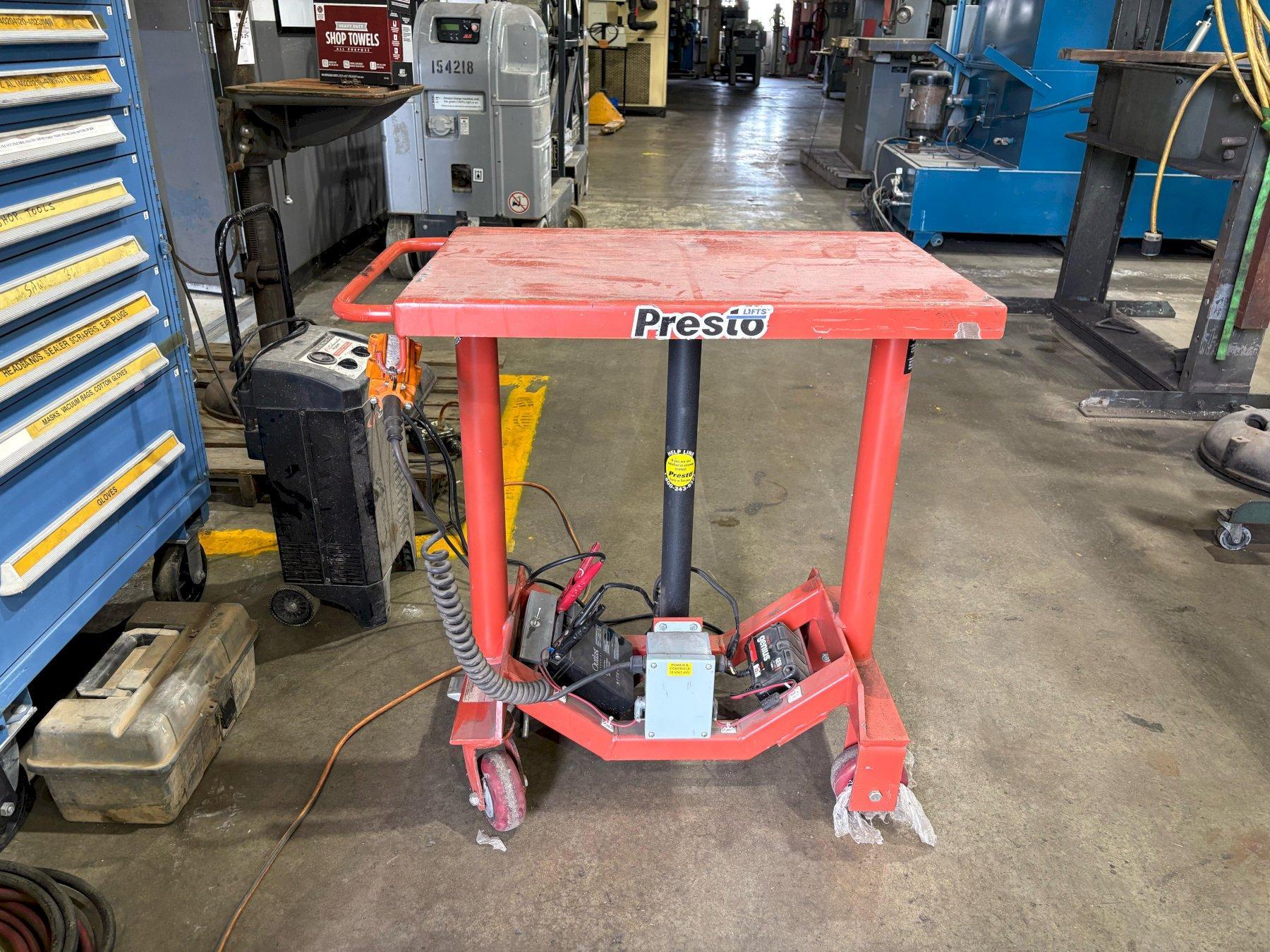 1 - PREOWNED PRESTO LIFT TABLE CART, MODEL #: BP18-10, S/N: V72345/1441724