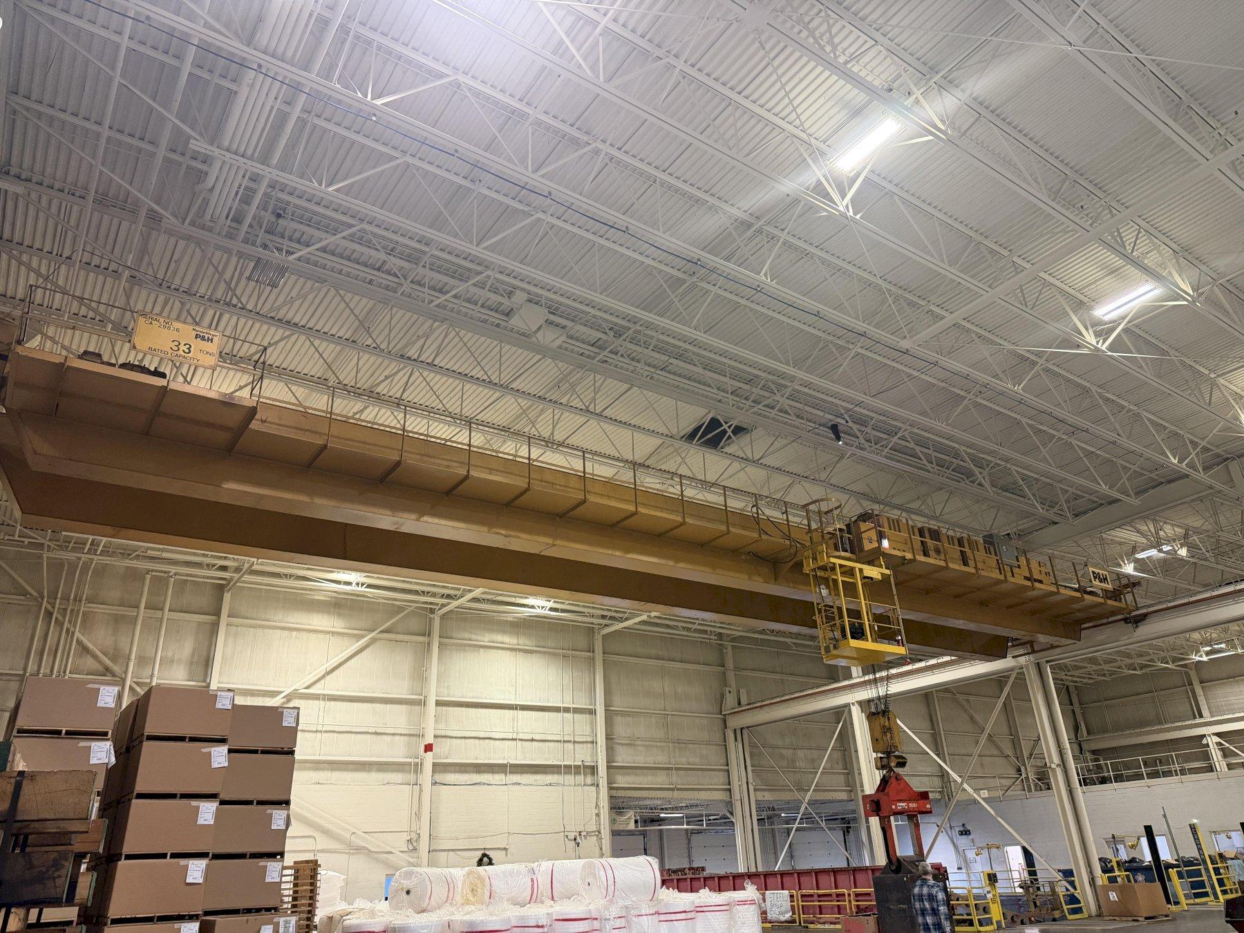 33 TON x 97' P&H CLASS D DOUBLE GIRDER OVERHEAD BRIDGE CRANE: YOBRO #26426