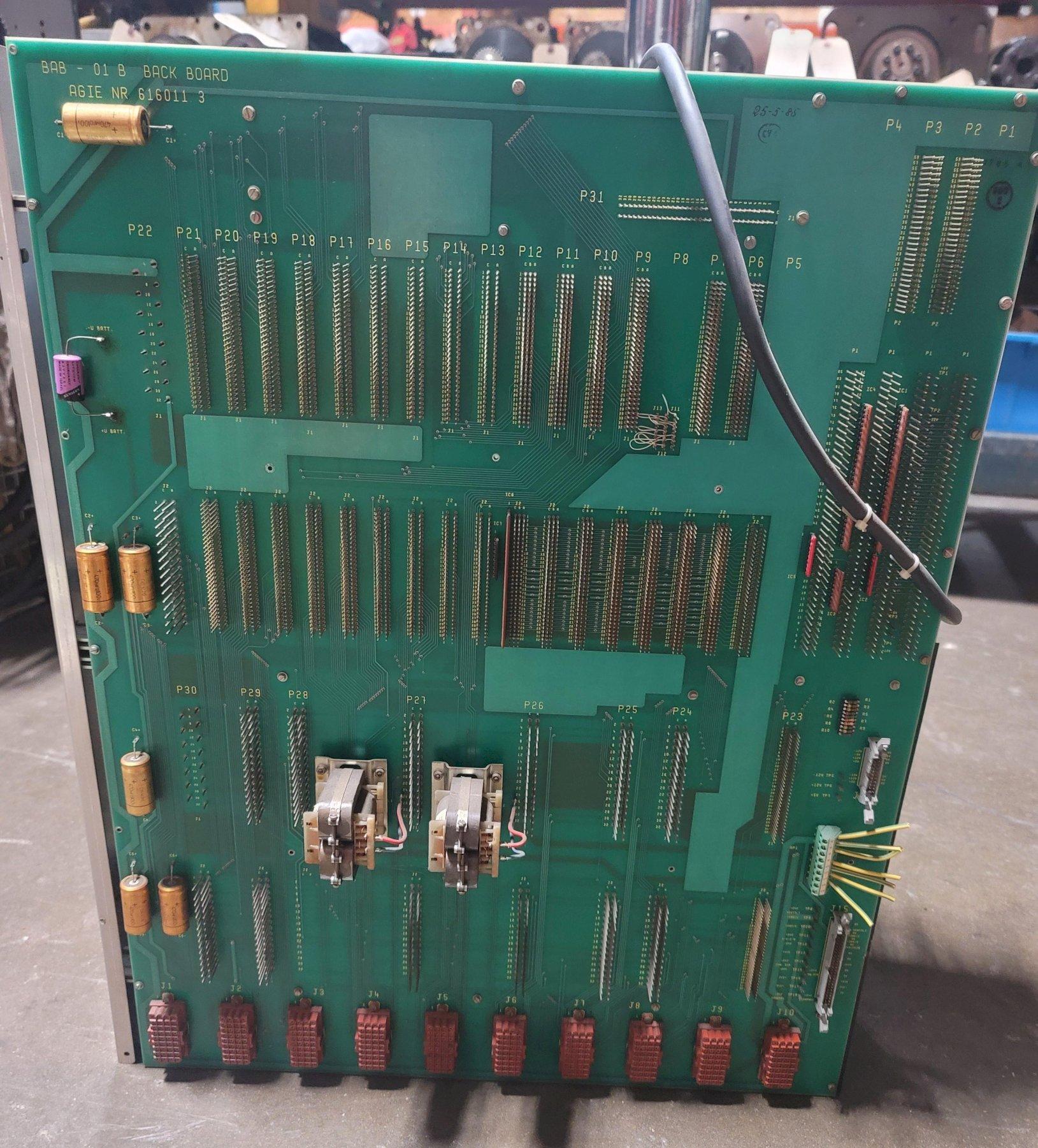 AGIE NR 616011 3 BACK BOARD BAB-01 B WITH TERMINAL SIGNAL BLOCK BOARDS STB-01 A