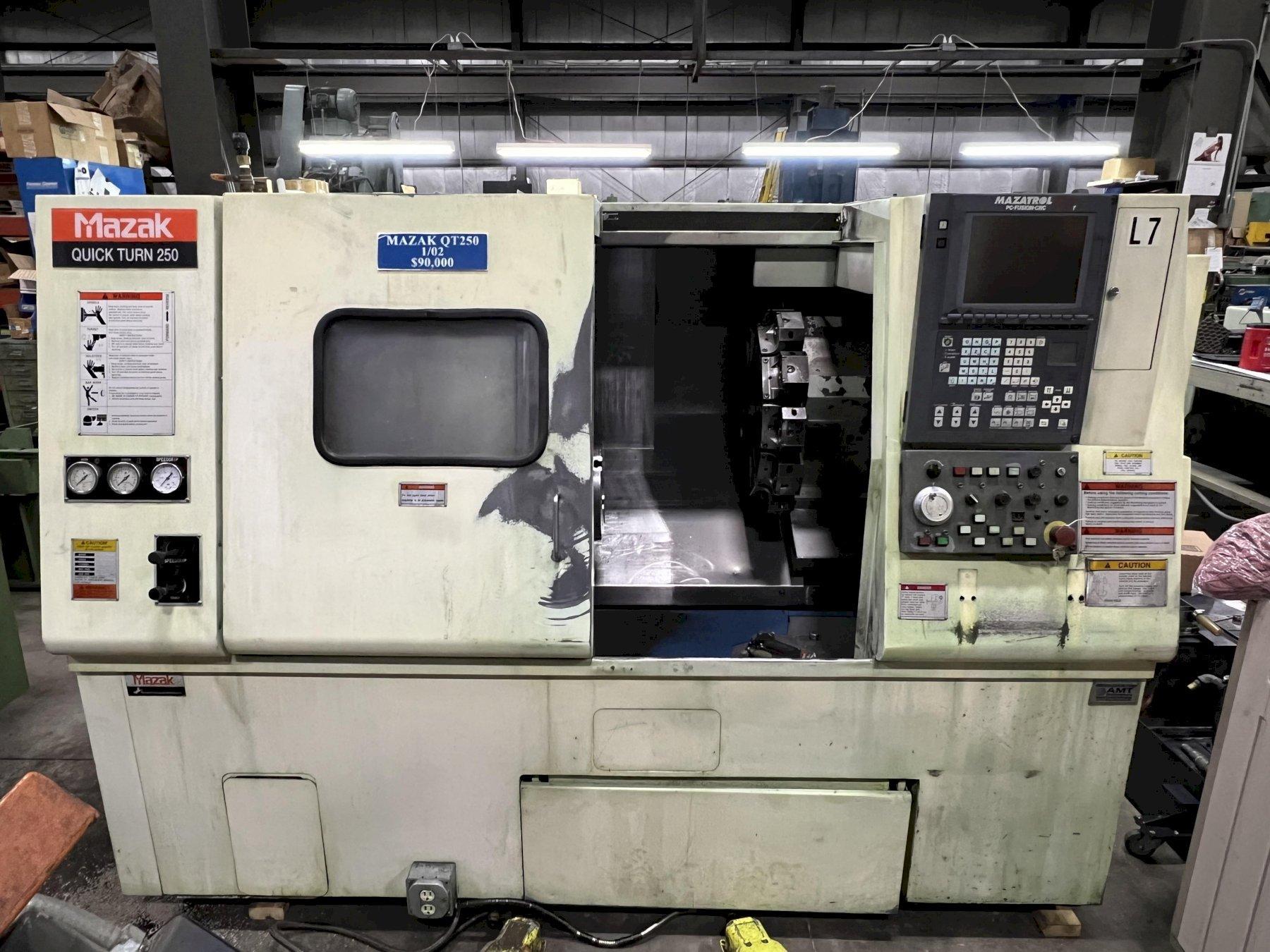MAZAK QT-250 CNC CHUCKER, 10" CHUCK, PC FUSION 640 CONTROL, 2001