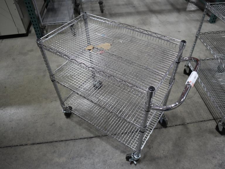 Seville Classic Chrome Wire Shop Cart - 3 Shelves- Auction Item