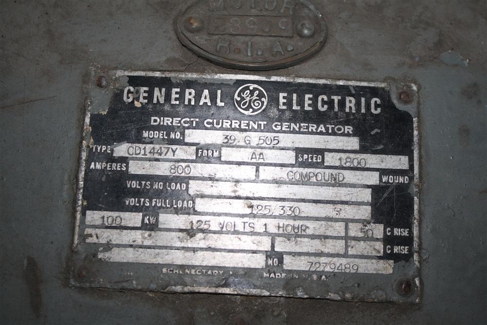 150 HP DC MOTOR GENERATOR SET: STOCK 64106