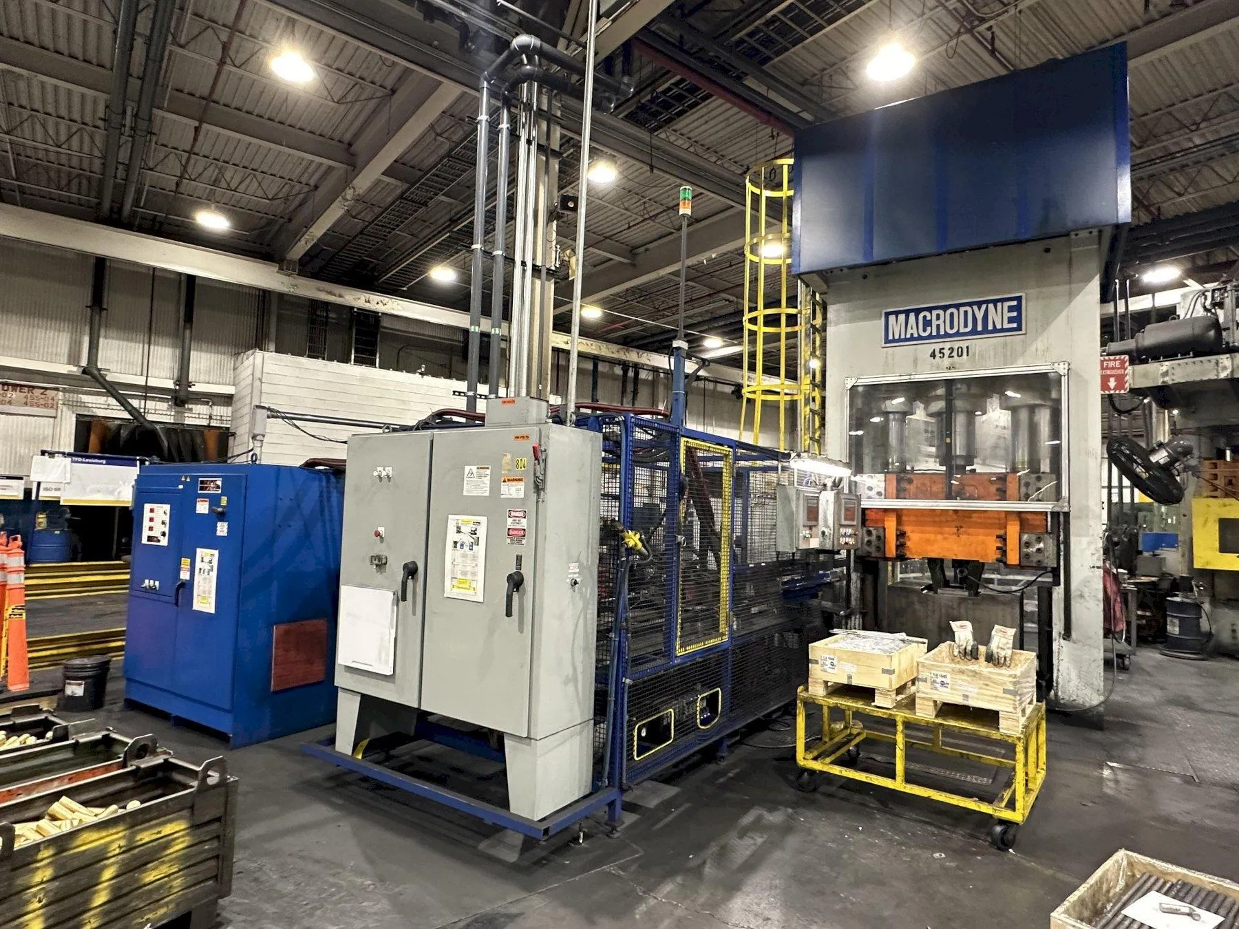 800 TON MACRODYNE PRESS & BILLET HEATING INDUCTION SERVICES FORGING SYSTEM