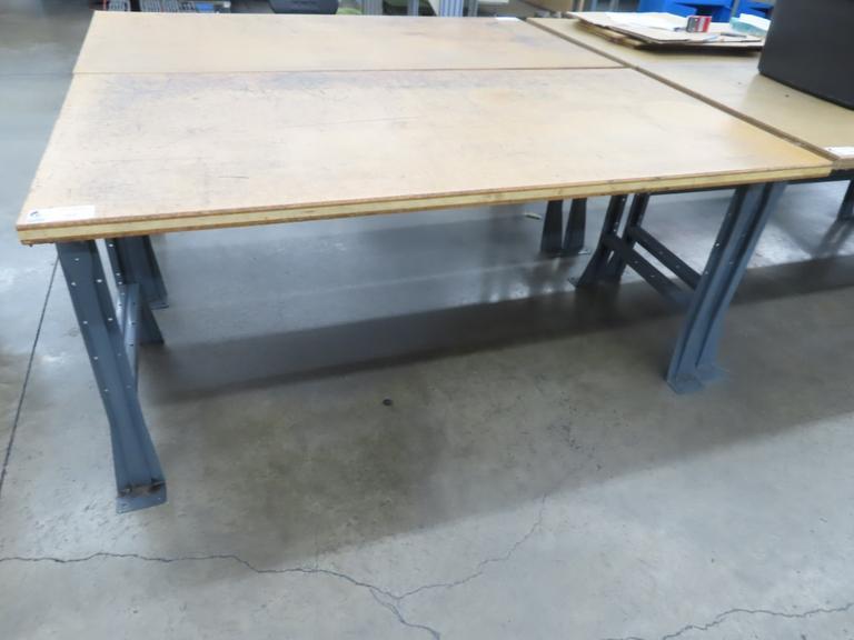 Work Bench, Wood Top, Metal Frame- Auction Item