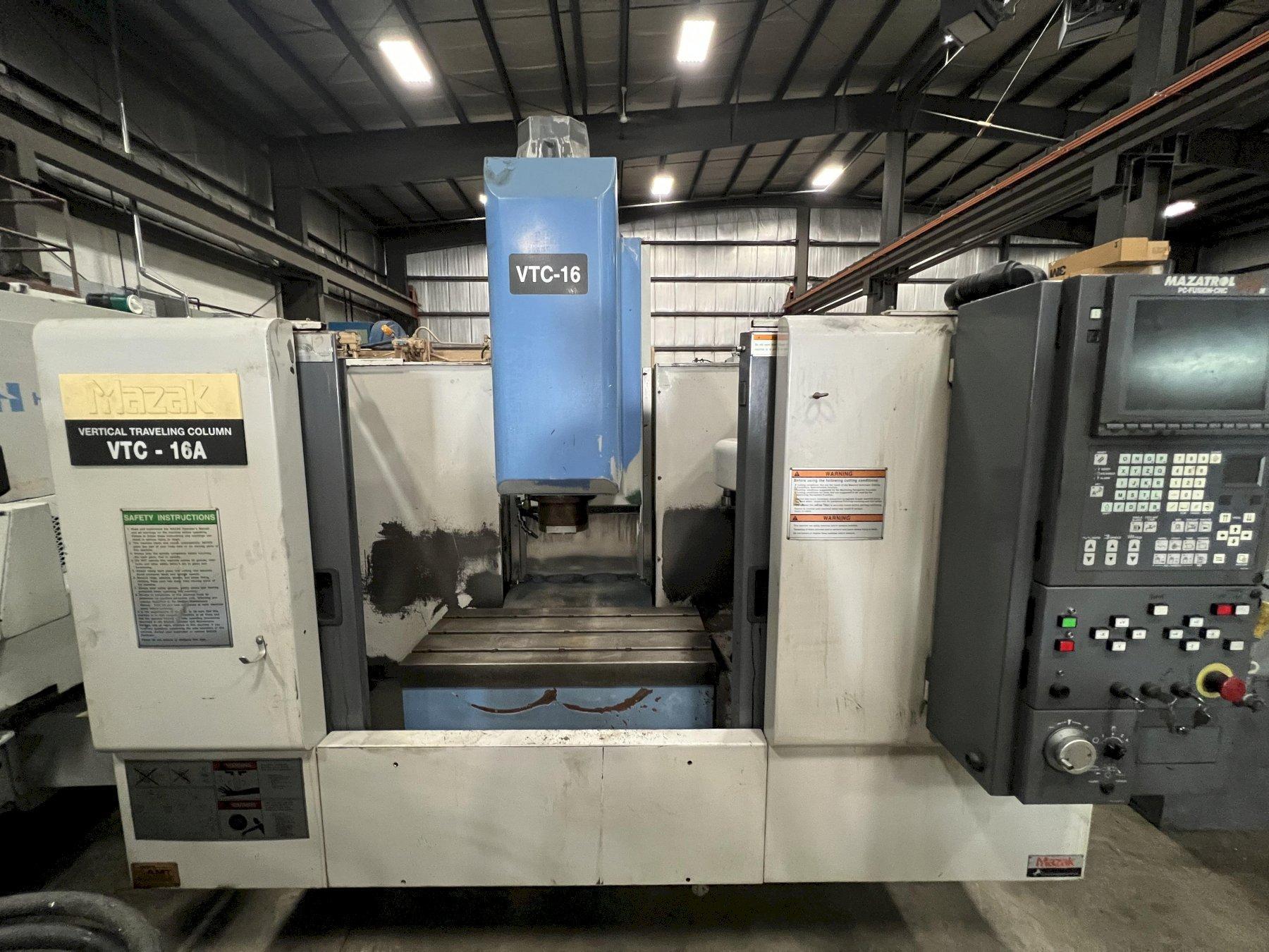 MAZAK VTC-16A VERTICAL MACHINING CENTER, 24 ATC, MAZATROL 640 FUSION, TRAVELING COLUMN, 1999