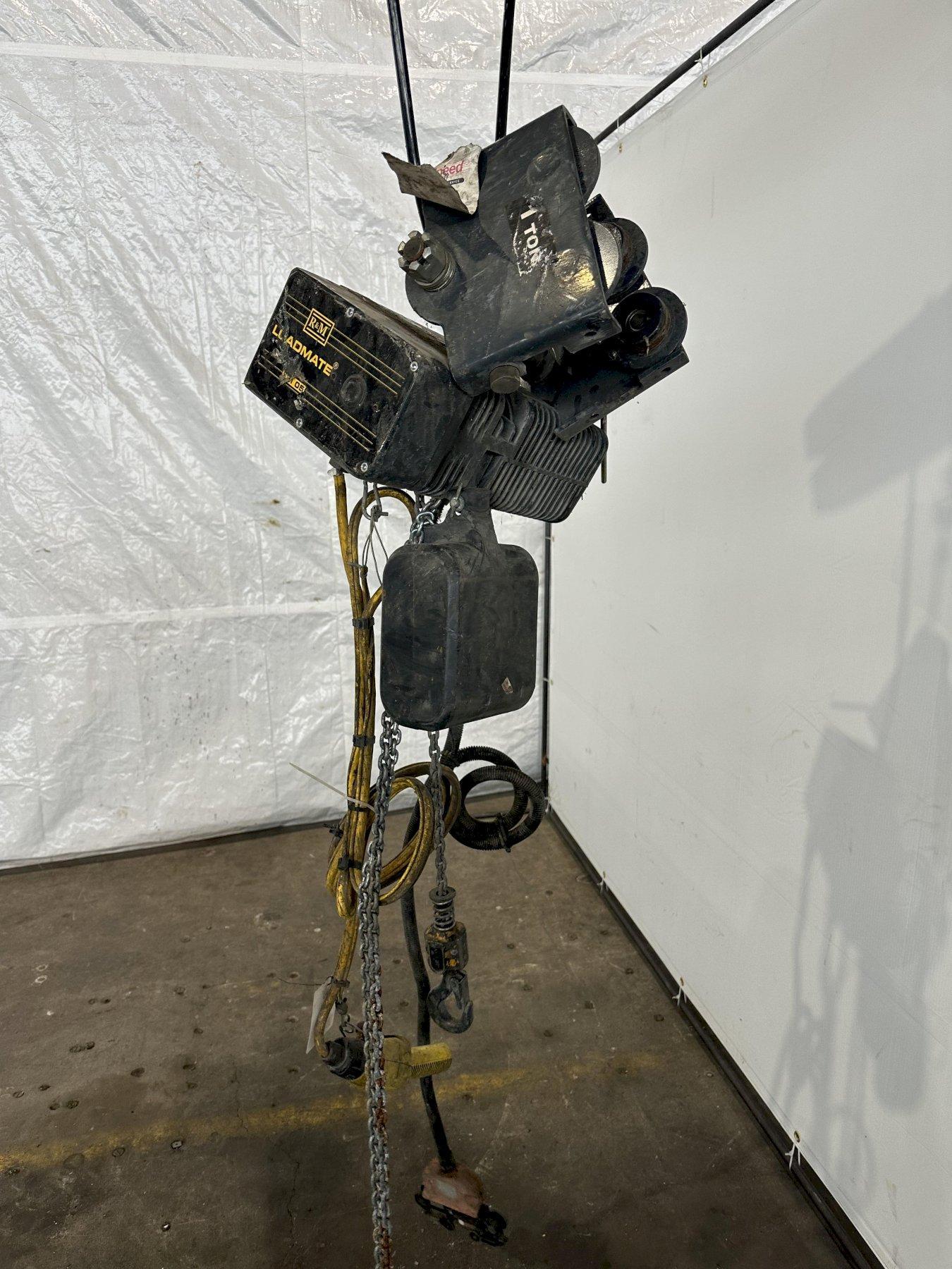 1/2 TON R&M LOADMATE POWERED CHAIN FALL HOIST. STOCK # 1157622