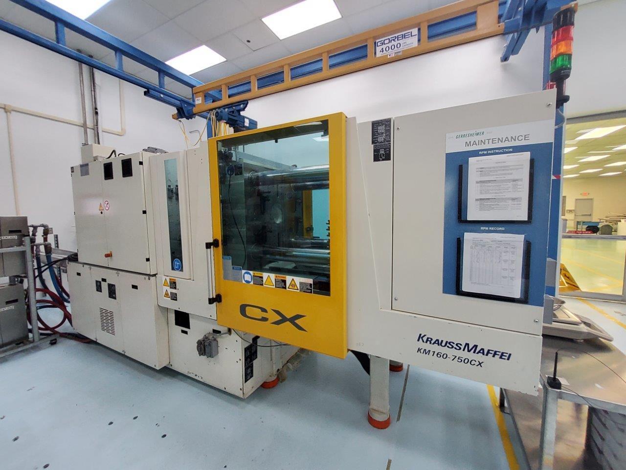 Krauss Maffei Used 160-750 CX Injection Molding Machine, 40mm, Yr. 2008