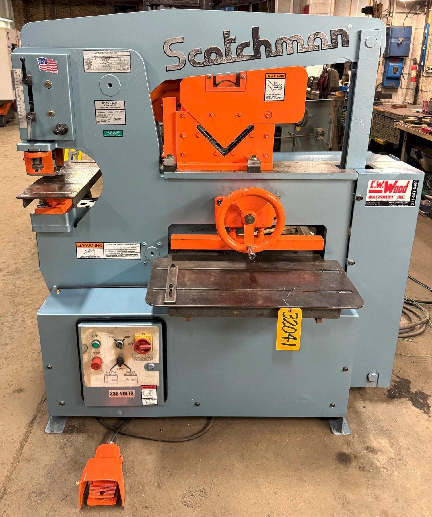 65 Ton Scotchman Hydraulic Ironworker 6509, 24″ Bar Shear, Angle Shear, Punch, 5 HP, Reconditioned