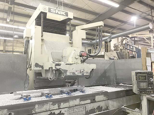 SNK FSP-120V 5-Axis Profiler, Fanuc 16M CNC, 125" x 48" Table, X=120",Y=50", Z=24", A&B Tilt Swivel Spindle, 50-Taper, 10000 RPM, 24 Station Tool Changer, 1999.