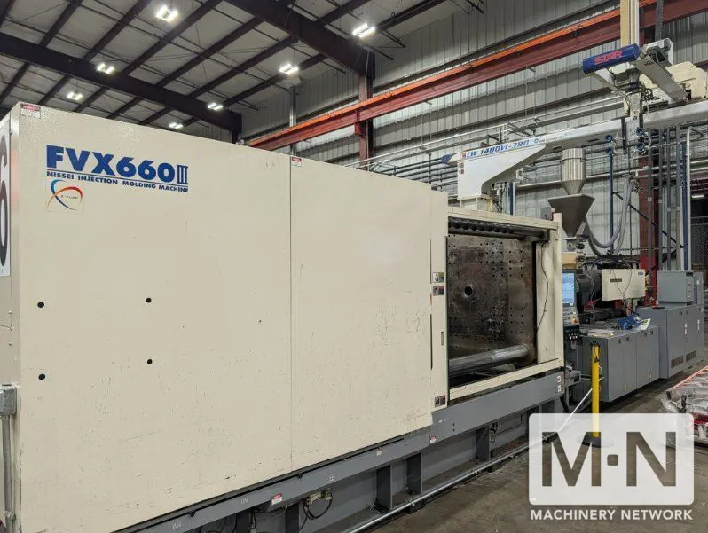 720 TON 168 OZ NISSEI MODEL FVX660III-400L HYBRID INJECTION MOLDING MACHINE MFG 2015