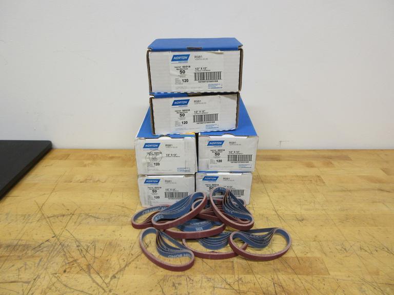 Norton 1/2" x 12" 120 Grit File Belts (6 BRAND NEW BOXES)- Auction Item