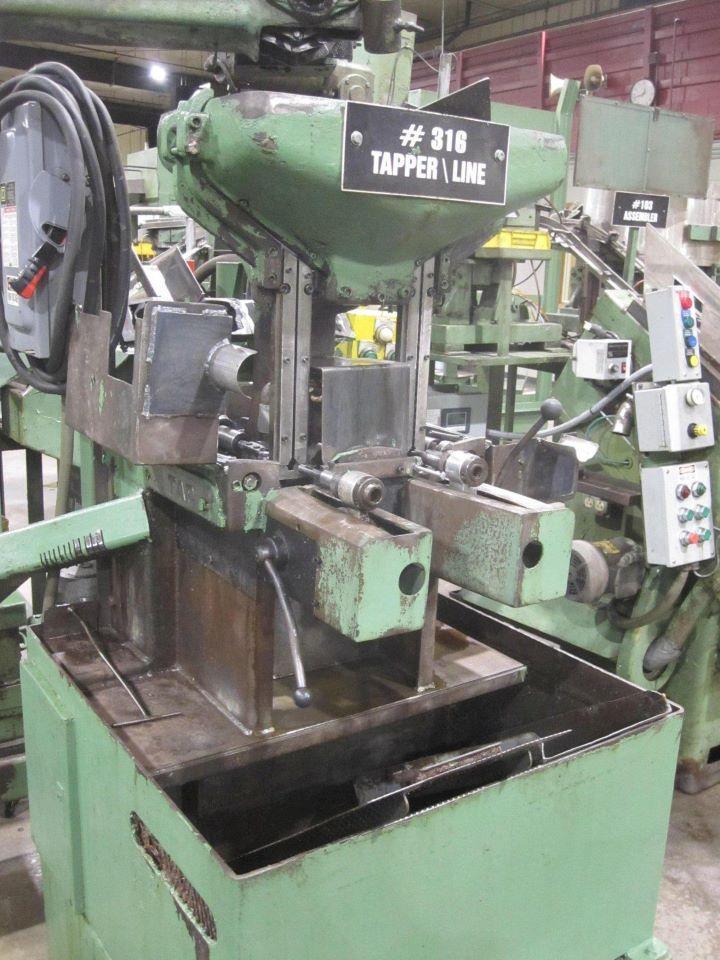 SHIMAZU MODEL SUPER 4A DUAL SPINDLE NUT TAPPING MACHINE