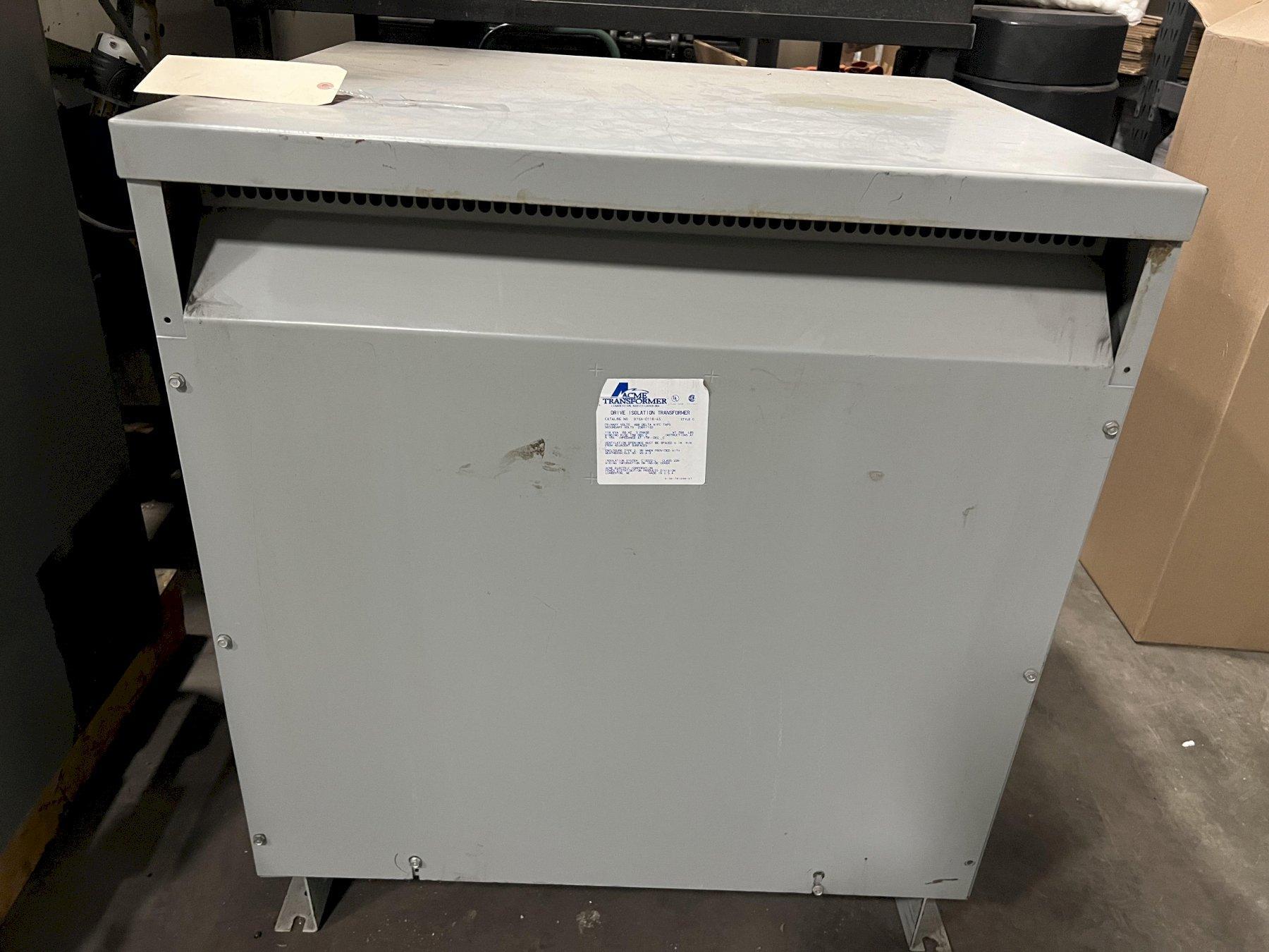 118 KVA ACME TRANSFORMER, 460 PRIMARY, 230 SECONDARY VOLTAGE
