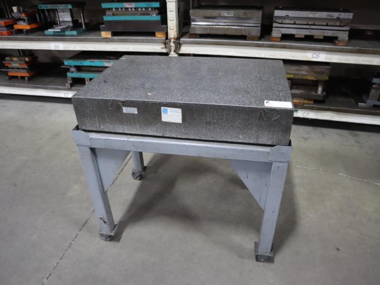 TruStone Grade A Granite Surface Plate, 36" x 24" x 6", No-Ledge, Portable Steel Stand- Auction Item