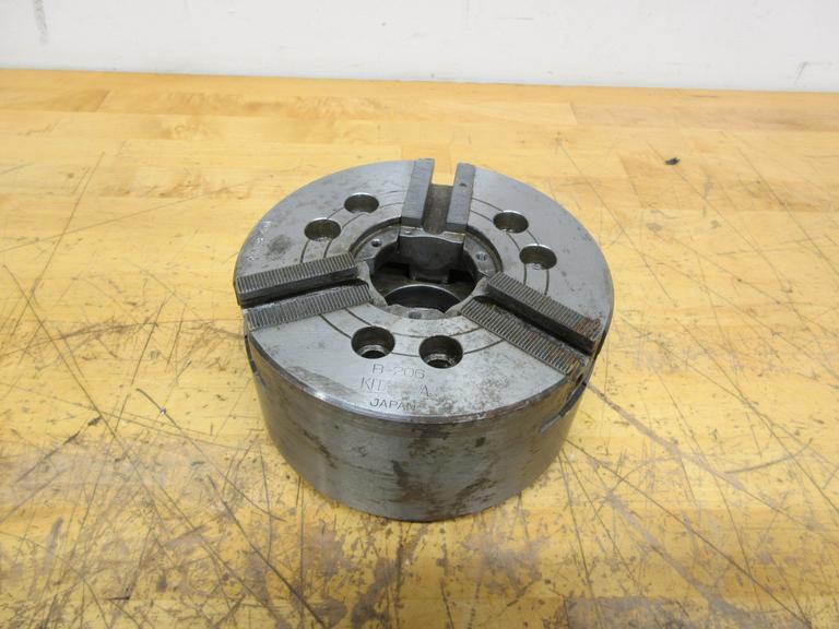 Kitagawa B-206 Open Center 6", 3-Jaw Power Chuck (Flatback), with A2-5 Mounting Adapter- Auction Item