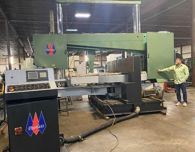 59" X  29.5" PEERLESS SHB-6030LS SEMI-AUTOMATIC HORIZONTAL BAND SAW