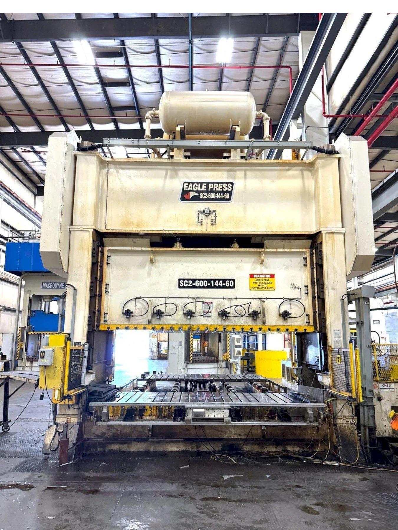 600 ton Eagle SC2-600-144-60 Straight Side Mechanical Stamping Press For Sale, Year 2014