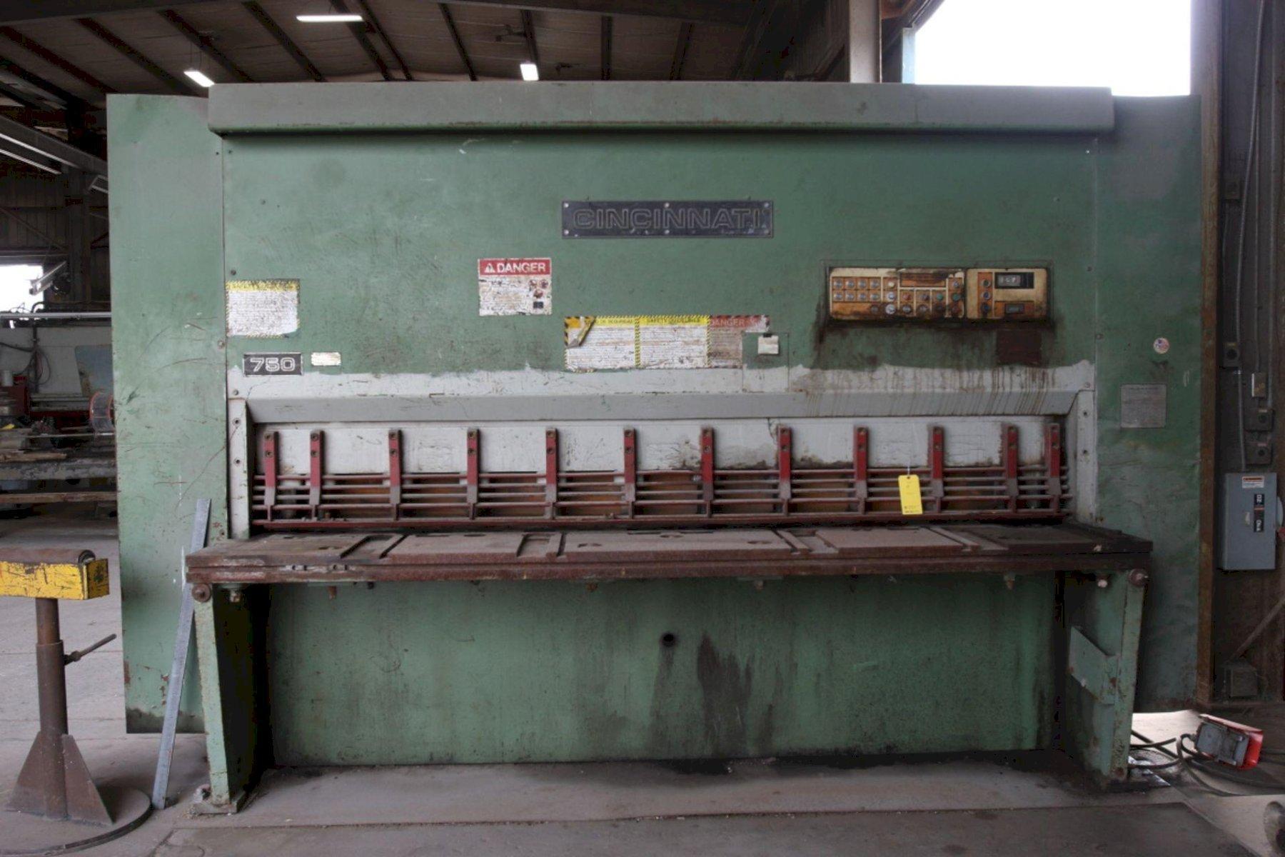10' X 3/4" CINCINNATI MODEL #750X10 HYDRAULIC SHEAR: YOBRO #25805