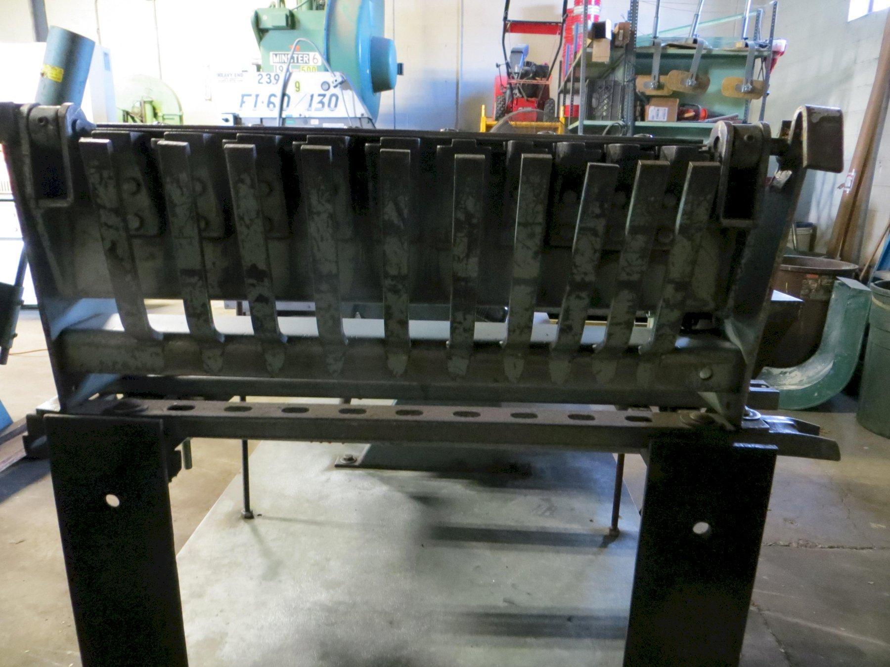 22 Ga. x 4 ft Roper Whitney Connecticut Bench Brake and 18" Lockformer Manual Cleatbender - Steel Stand made by previous Owner