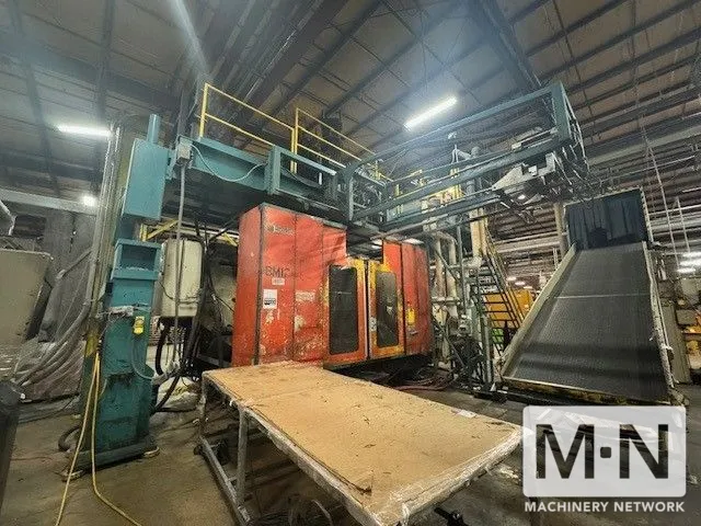 35 LB DUAL HEAD CINCINNATI MODEL T3000W-D120G-D35 ACCUMULATOR HEAD BLOW MOLDING MACHINE MFG 1998