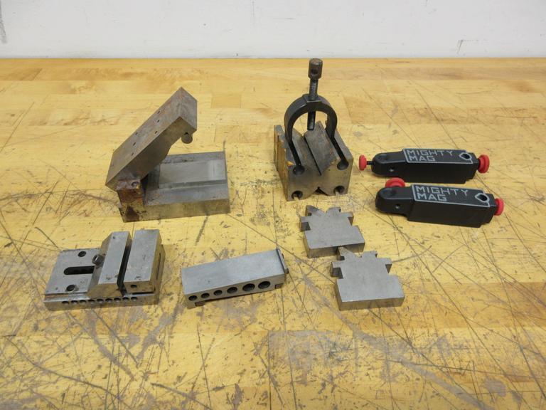 Adjustable 4" x 2" Sine Plate, 2" Tool Maker Vise, 1" x 3" Sine Bar, Vee-Blocks, All Shop Made with 2 Mighty Mag Bases- Auction Item
