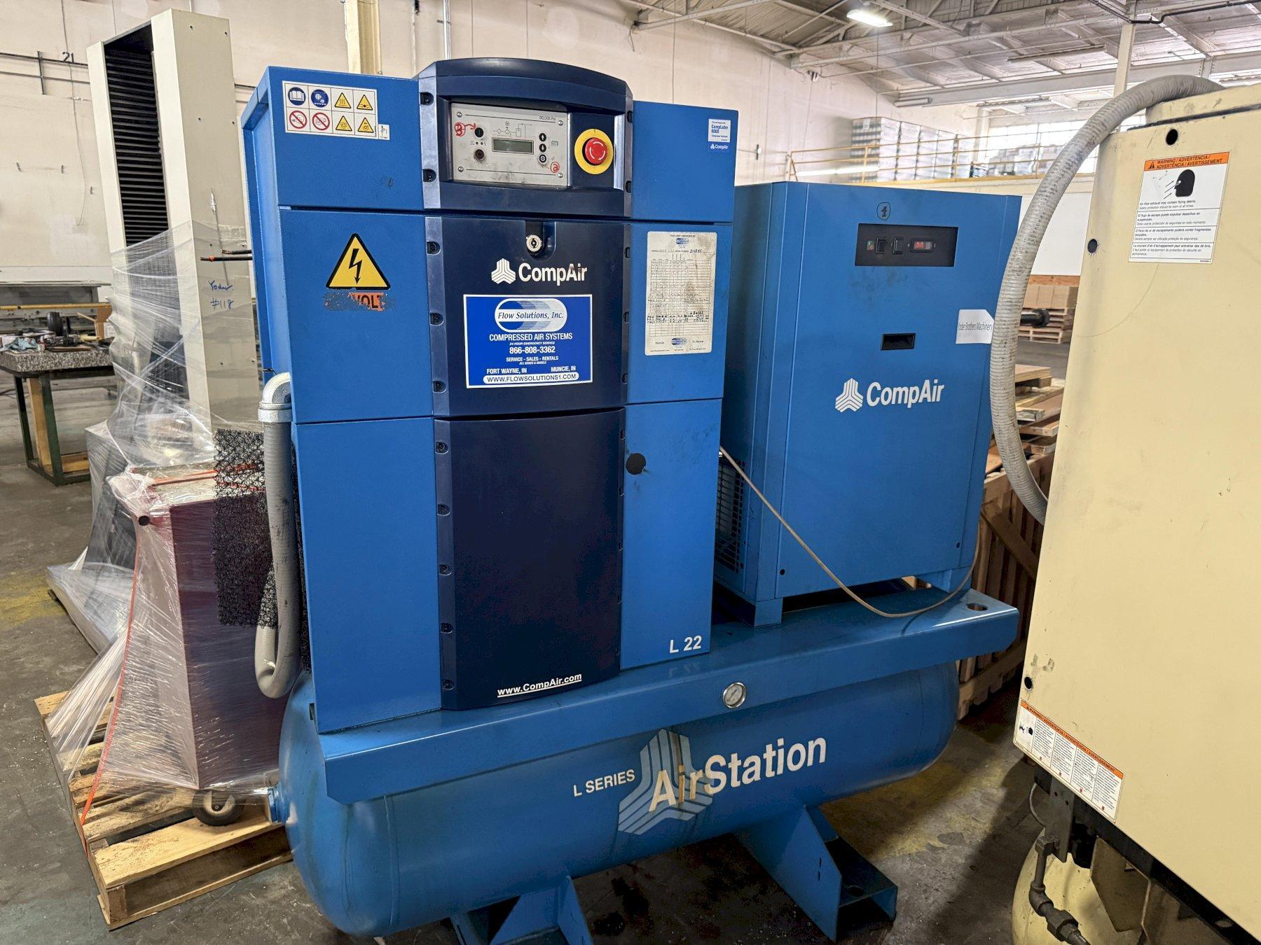 20 HP COMPAIR MODEL #LFR2A ROTARY SCREW AIR COMPRESSOR WITH DRYER: YOBRO #25816