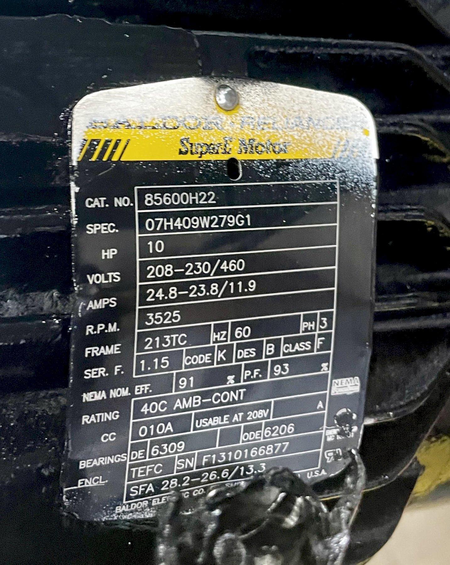 GRUNDFOS COOLANT PUMP, Mdl MTR 15-16/5 A-WB-A-HUUV, Baldor Motor 10 HP, 07H409W279G1, 3525 RPM.