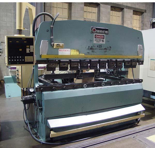 88 TON X 8' AMADA CNC Hydraulic Press Brake, NC9-EX Control, 2-Axis Backgauge, 96" Over All, 80.8" Between Housings, 15.75" Throat, 10.64" Shut Height, 4" Stroke, New 1985.